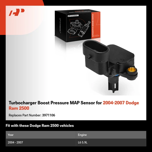 Turbocharger Boost Pressure MAP Sensor for 2004-2007 Dodge Ram 2500