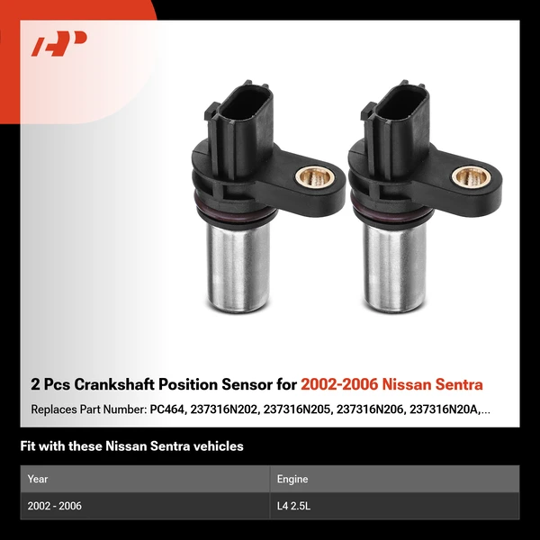 2 Pcs Crankshaft Position Sensor for 2002-2006 Nissan Sentra