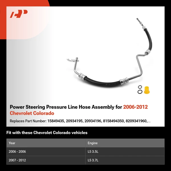 Power Steering Pressure Line Hose Assembly for 2006-2012 Chevrolet Colorado