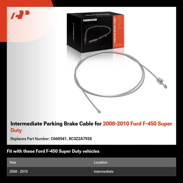 Intermediate Parking Brake Cable for 2008-2010 Ford F-450 Super Duty