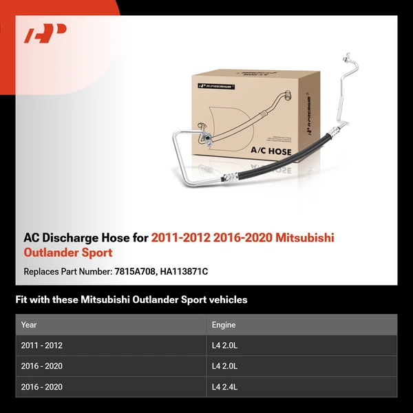 AC Discharge Hose for 2011-2012 2016-2020 Mitsubishi Outlander Sport