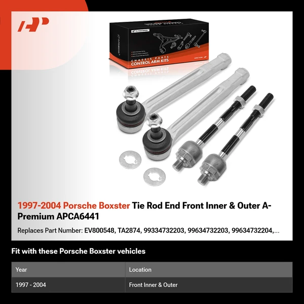 1997-2004 Porsche Boxster Tie Rod End Front Inner & Outer A-Premium APCA6441