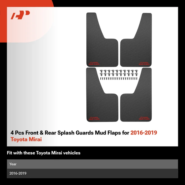 4 Pcs Front & Rear Splash Guards Mud Flaps for 2016-2019 Toyota Mirai