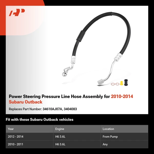 Power Steering Pressure Line Hose Assembly for 2010-2014 Subaru Outback