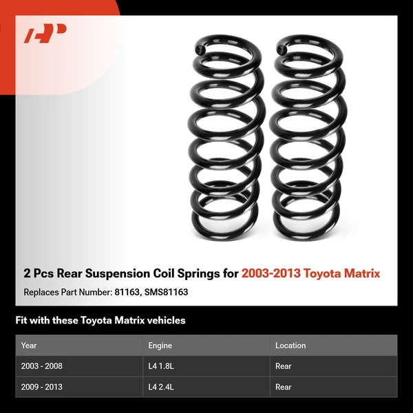 2 Pcs Rear Suspension Coil Springs for 2003-2013 Toyota Matrix