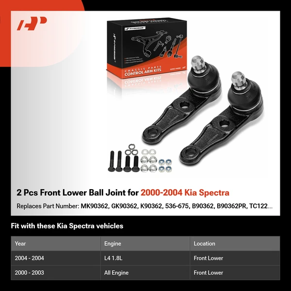 2 Pcs Front Lower Ball Joint for 2000-2004 Kia Spectra