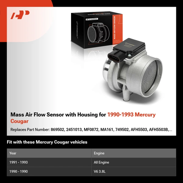Mass Air Flow Sensor with Housing for 1990-1993 Mercury Cougar