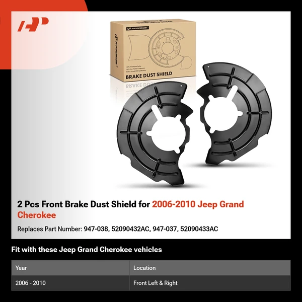 2 Pcs Front Brake Dust Shield for 2006-2010 Jeep Grand Cherokee