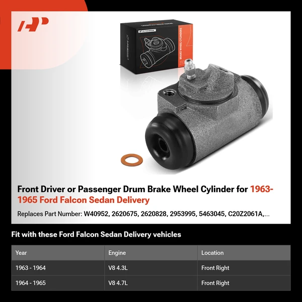 Front Driver or Passenger Drum Brake Wheel Cylinder for 1963-1965 Ford Falcon Sedan Delivery