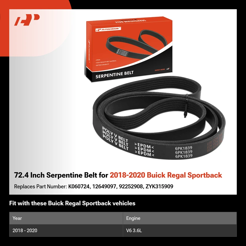 72.4 Inch Serpentine Belt for 2018-2020 Buick Regal Sportback
