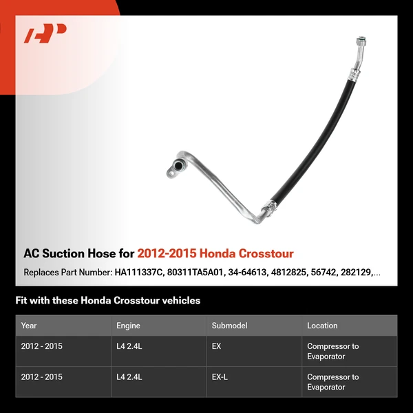 AC Suction Hose for 2012-2015 Honda Crosstour