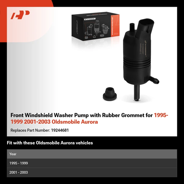 Front Windshield Washer Pump with Rubber Grommet for 1995-1999 2001-2003 Oldsmobile Aurora