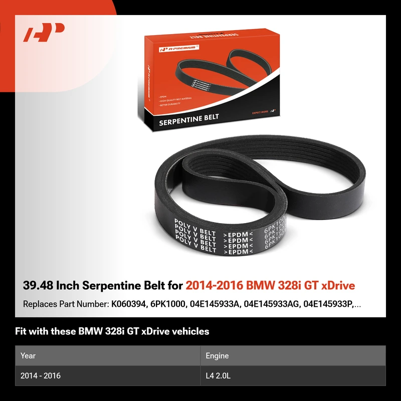 39.48 Inch Serpentine Belt for 2014-2016 BMW 328i GT xDrive
