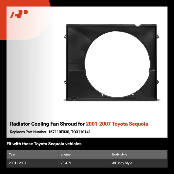Radiator Cooling Fan Shroud for 2001-2007 Toyota Sequoia