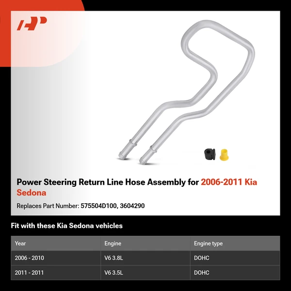 Power Steering Return Line Hose Assembly for 2006-2011 Kia Sedona