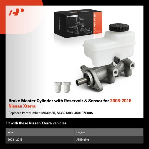 Brake Master Cylinder with Reservoir & Sensor for 2008-2015 Nissan Xterra