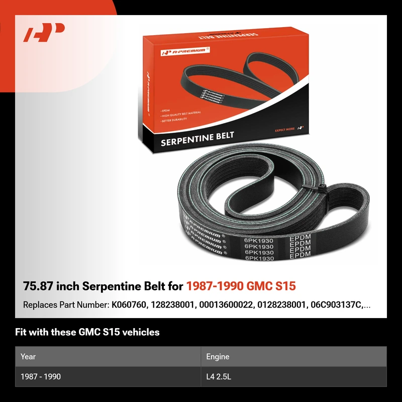 75.87 inch Serpentine Belt for 1987-1990 GMC S15