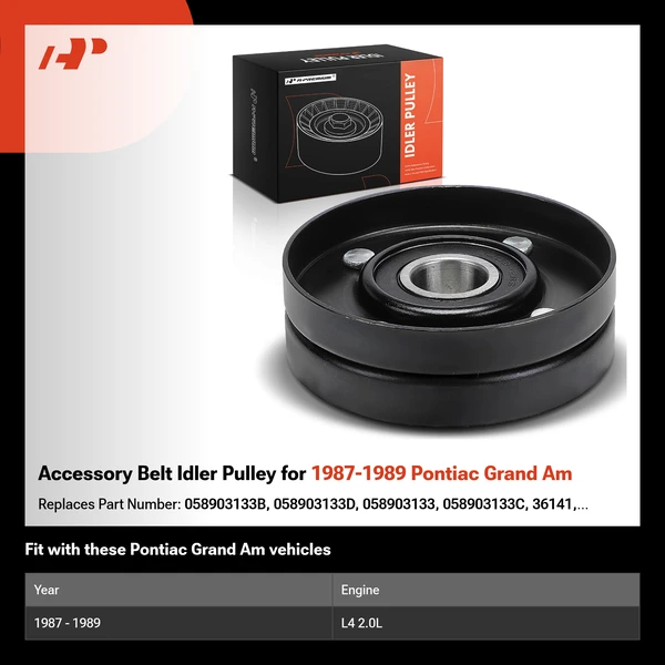 Accessory Belt Idler Pulley for 1987-1989 Pontiac Grand Am