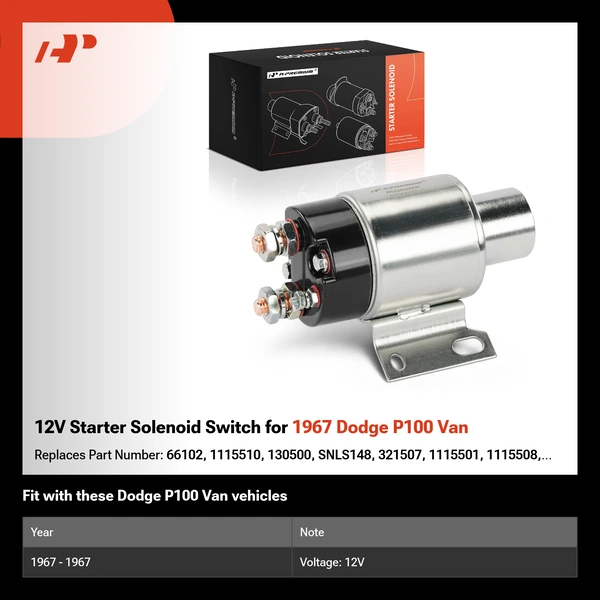 12V Starter Solenoid Switch for 1967 Dodge P100 Van