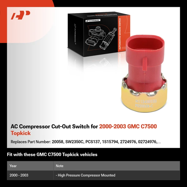 AC Compressor Cut-Out Switch for 2000-2003 GMC C7500 Topkick
