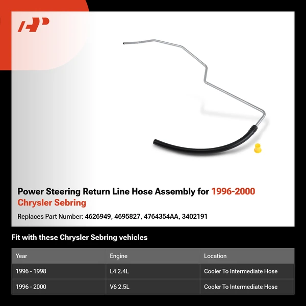 Power Steering Return Line Hose Assembly for 1996-2000 Chrysler Sebring