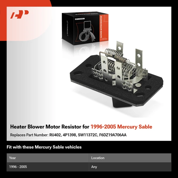 Heater Blower Motor Resistor for 1996-2005 Mercury Sable