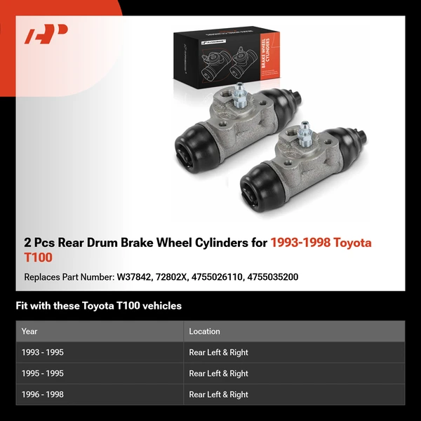 2 Pcs Rear Drum Brake Wheel Cylinders for 1993-1998 Toyota T100