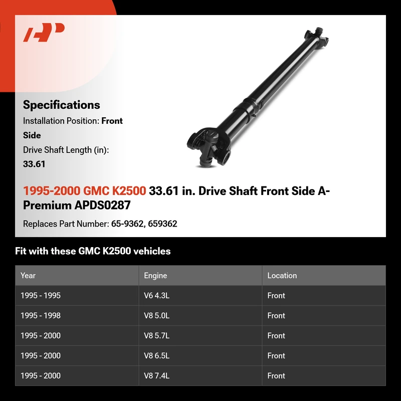 1995-2000 GMC K2500 33.61 in. Drive Shaft Front Side A-Premium APDS0287