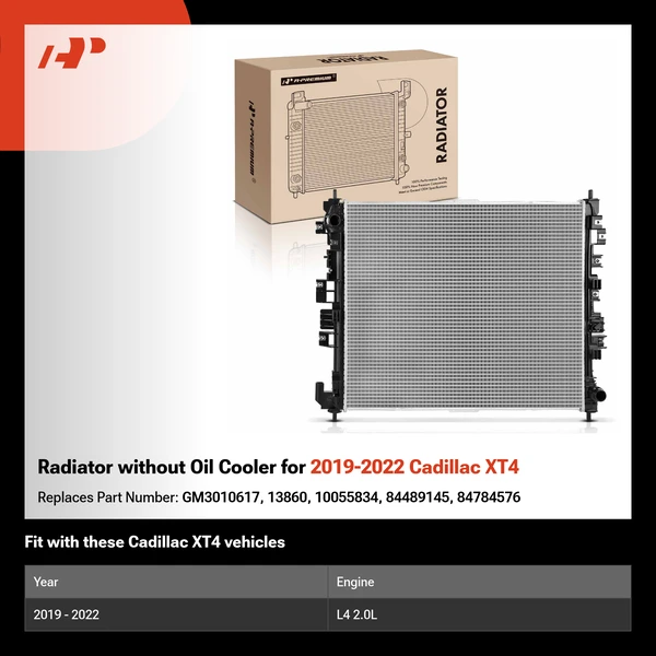 Radiator without Oil Cooler for 2019-2022 Cadillac XT4