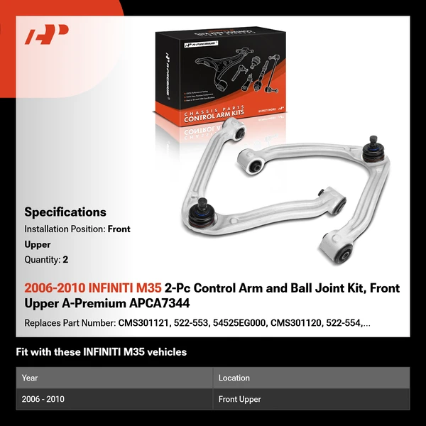 2006-2010 INFINITI M35 2-Pc Control Arm and Ball Joint Kit, Front Upper A-Premium APCA7344