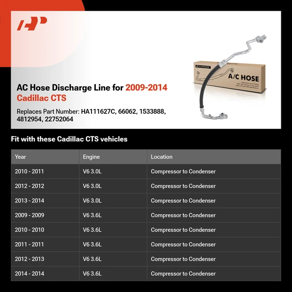 AC Hose Discharge Line for 2009-2014 Cadillac CTS