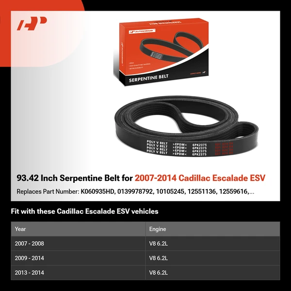 93.42 Inch Serpentine Belt for 2007-2014 Cadillac Escalade ESV