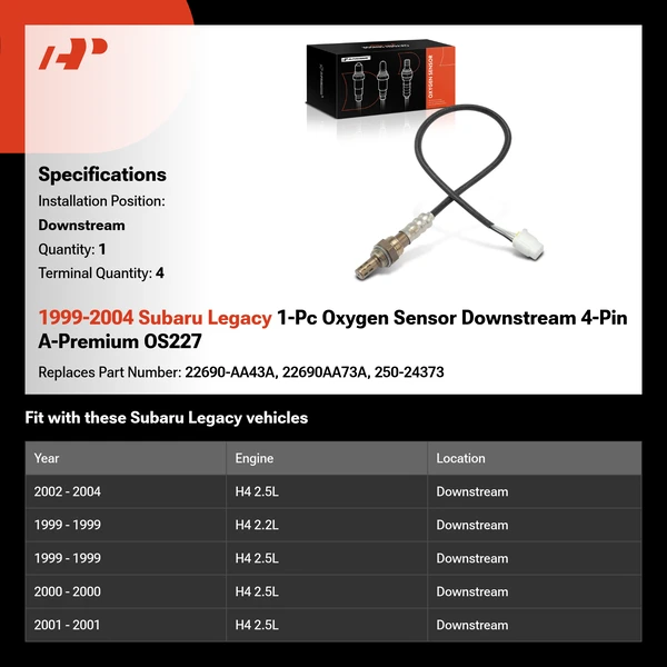 1999-2004 Subaru Legacy 1-Pc Oxygen Sensor Downstream 4-Pin A-Premium OS227