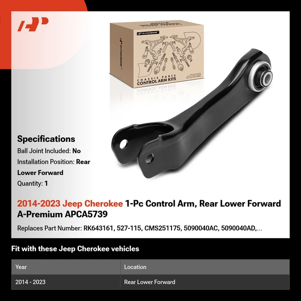 2014-2023 Jeep Cherokee 1-Pc Control Arm, Rear Lower Forward A-Premium APCA5739