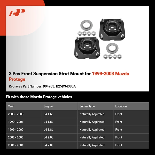 2 Pcs Front Suspension Strut Mount for 1999-2003 Mazda Protege