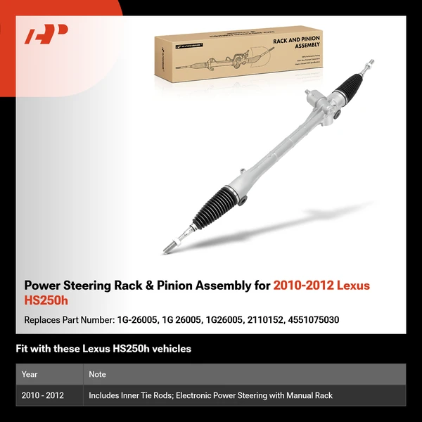 Power Steering Rack & Pinion Assembly for 2010-2012 Lexus HS250h