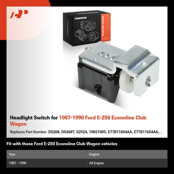 Headlight Switch for 1987-1990 Ford E-250 Econoline Club Wagon