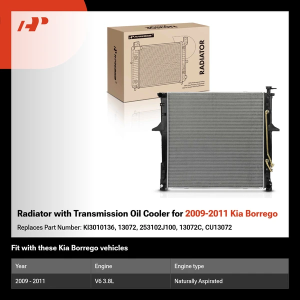 Radiator with Transmission Oil Cooler for 2009-2011 Kia Borrego