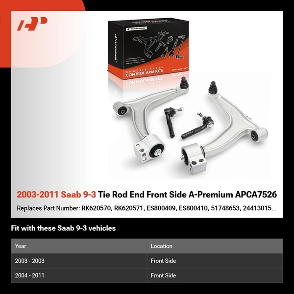 2003-2011 Saab 9-3 Tie Rod End Front Side A-Premium APCA7526