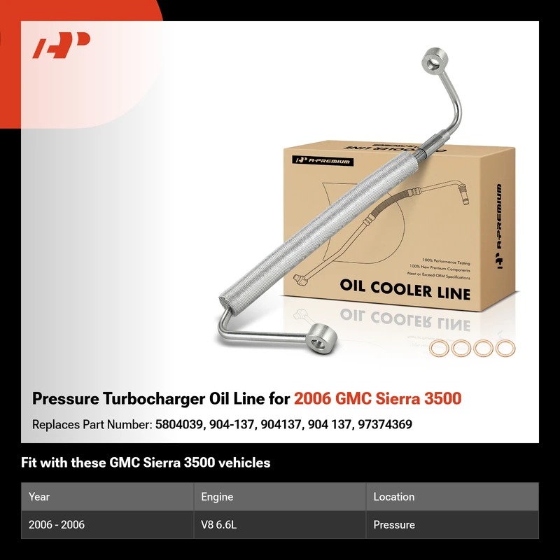 Pressure Turbocharger Oil Line for 2006 GMC Sierra 3500