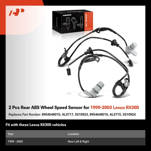 2 Pcs Rear ABS Wheel Speed Sensor for 1999-2003 Lexus RX300