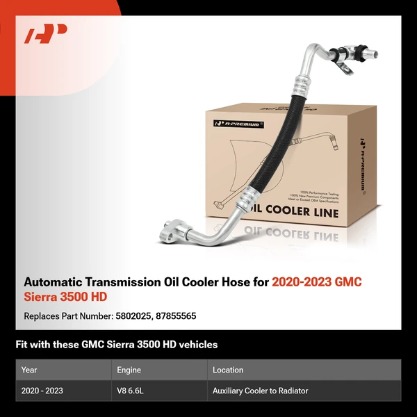 Automatic Transmission Oil Cooler Hose for 2020-2023 GMC Sierra 3500 HD