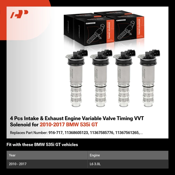 4 Pcs Intake & Exhaust Engine Variable Valve Timing VVT Solenoid for 2010-2017 BMW 535i GT