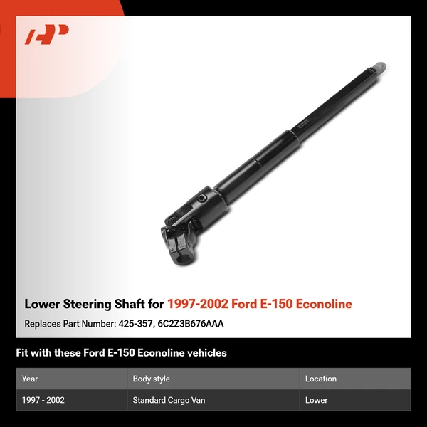 Lower Steering Shaft for 1997-2002 Ford E-150 Econoline