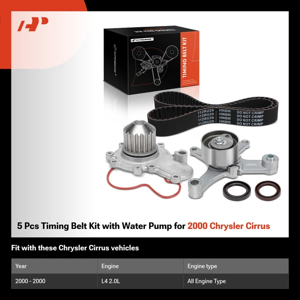 5 Pcs Timing Belt Kit with Water Pump for 2000 Chrysler Cirrus