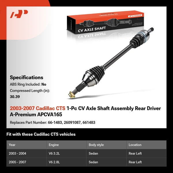 2003-2007 Cadillac CTS 1-Pc CV Axle Shaft Assembly Rear Driver A-Premium APCVA165
