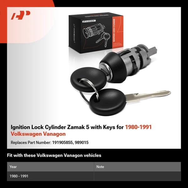 Ignition Lock Cylinder Zamak 5 with Keys for 1980-1991 Volkswagen Vanagon