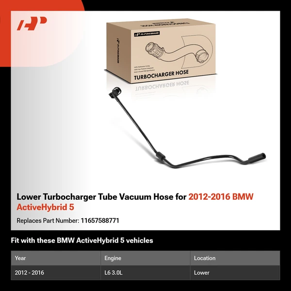 Lower Turbocharger Tube Vacuum Hose for 2012-2016 BMW ActiveHybrid 5