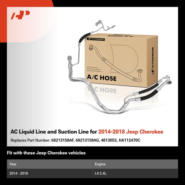 AC Liquid Line and Suction Line for 2014-2018 Jeep Cherokee