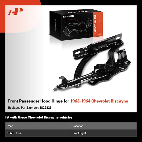 Front Passenger Hood Hinge for 1963-1964 Chevrolet Biscayne